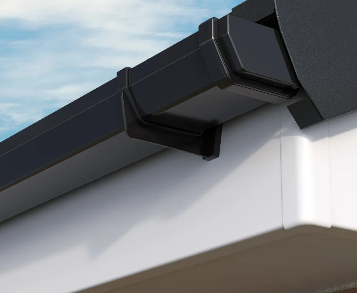 Square gutter profile with a flat base and straight front