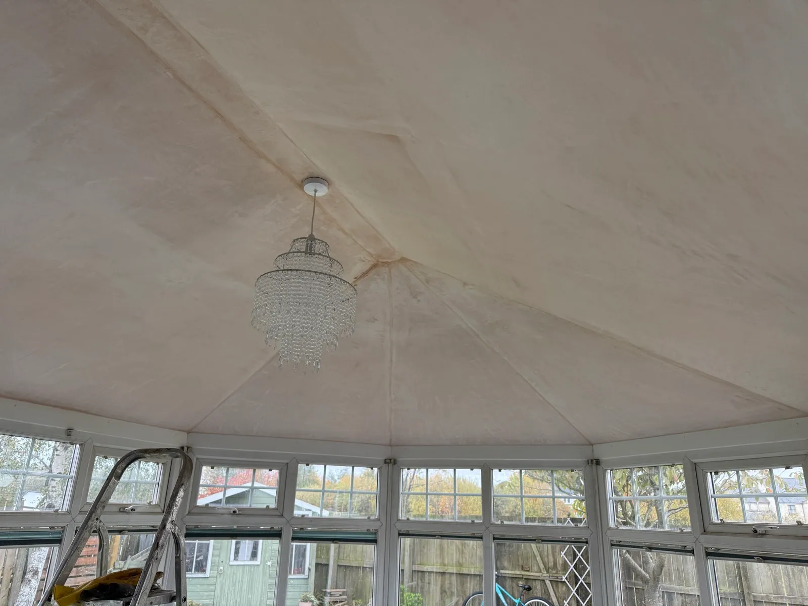 Plastered ceiling over the main conservatory, before decoration.