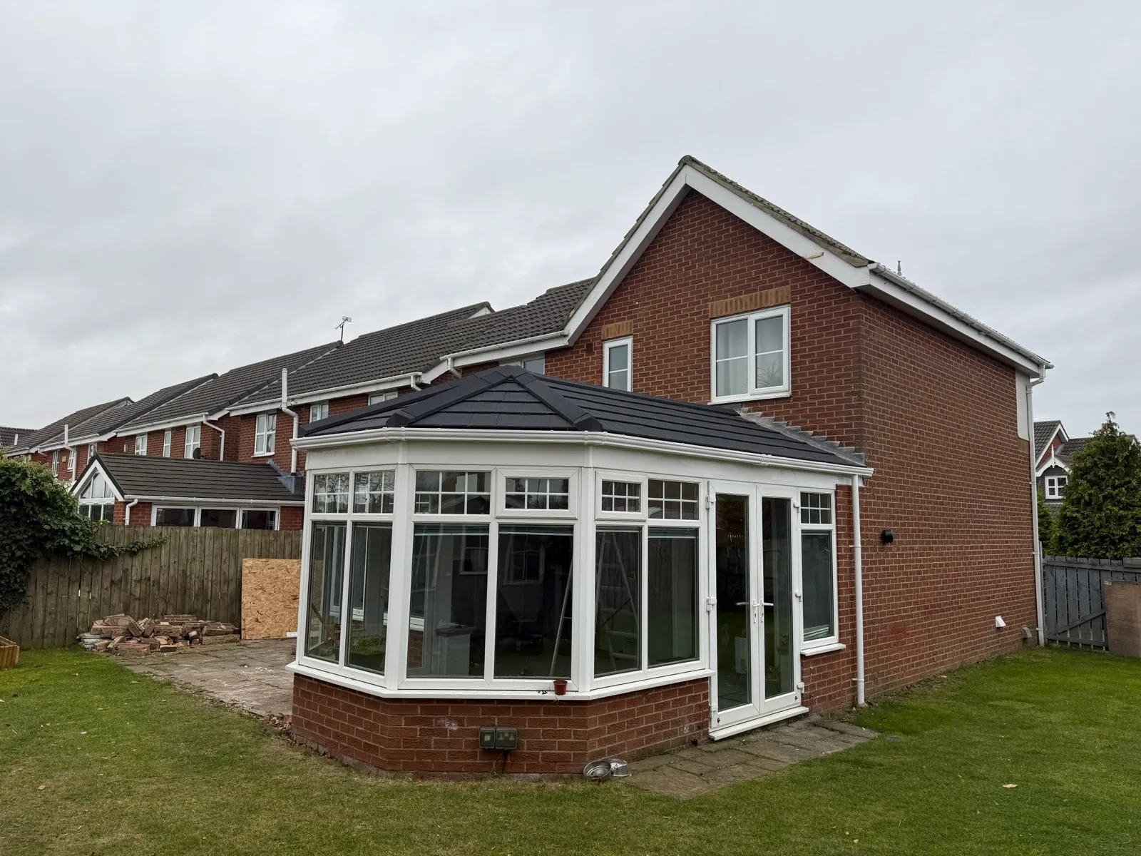 Replacement warm roof viewed from the garden.