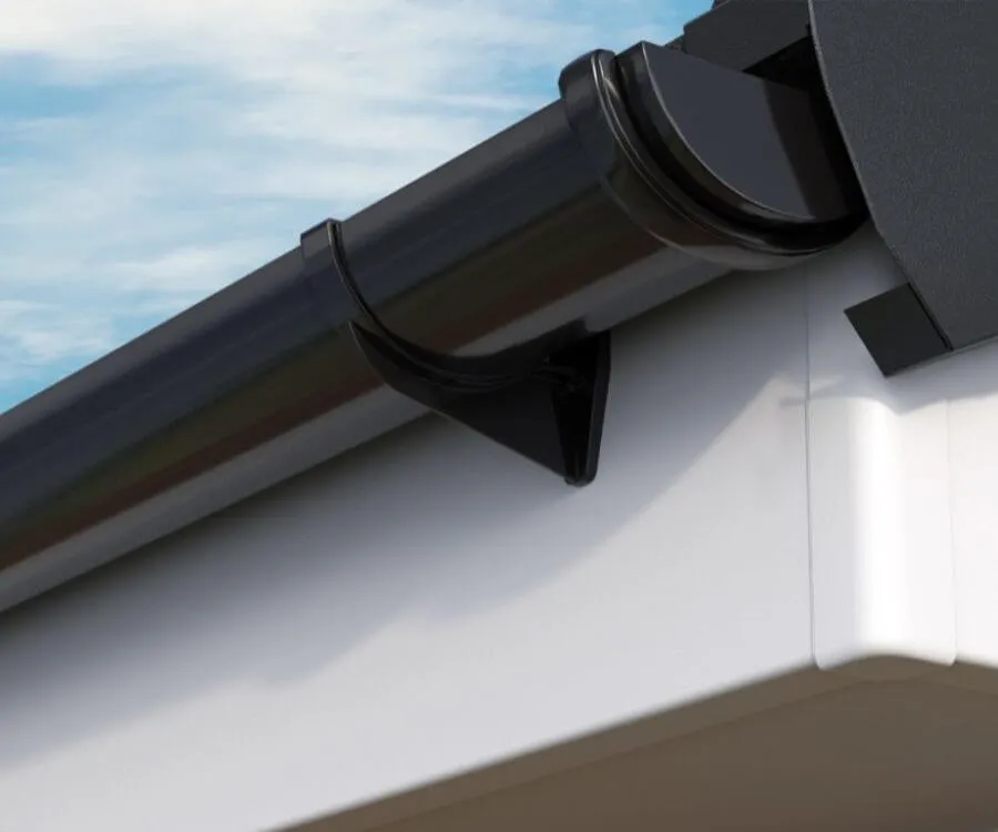 Bullnose fascia shown at a roof edge, its rounded front edge visible