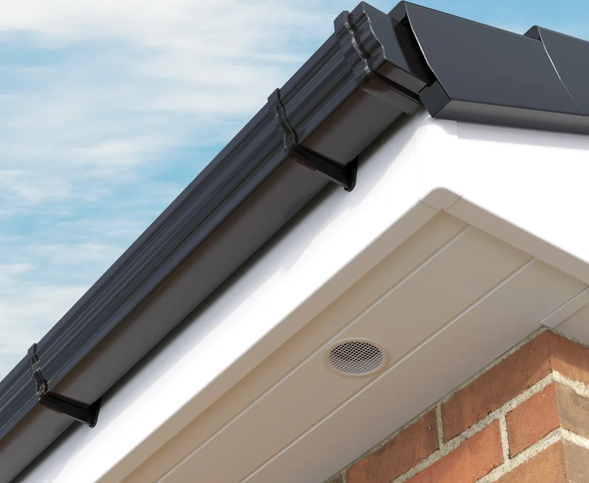 Circular mesh vent set into a soffit board