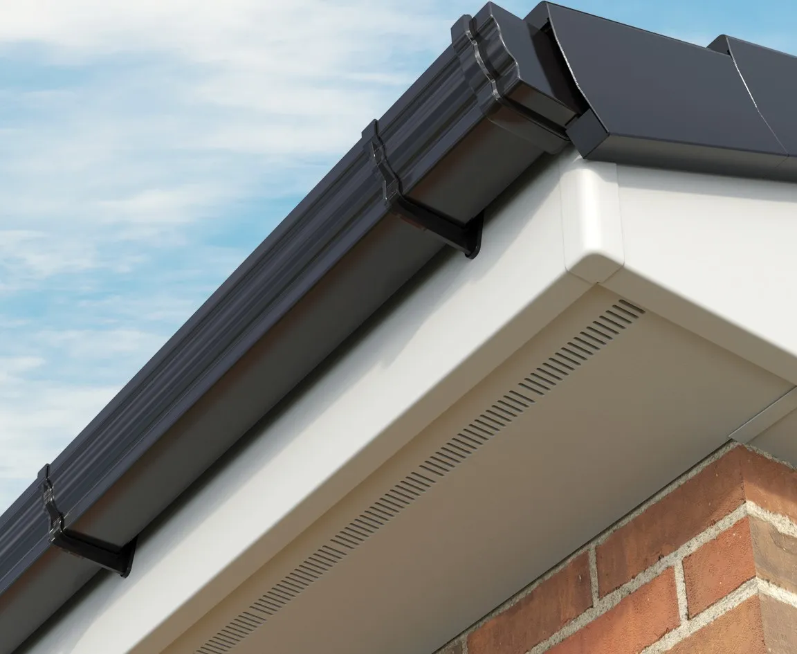 Soffit board with a continuous run of ventilation slots along its length
